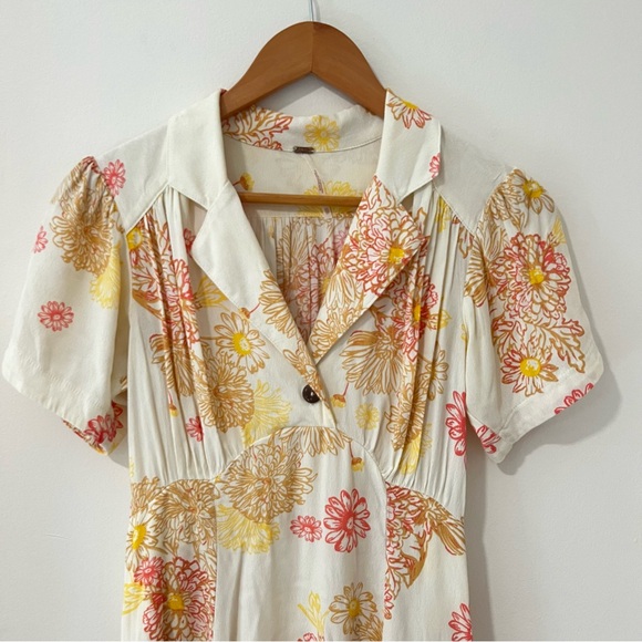 Free People Short Sleeve V-Neck Mini Sun Dress XS - Picture 3 of 8